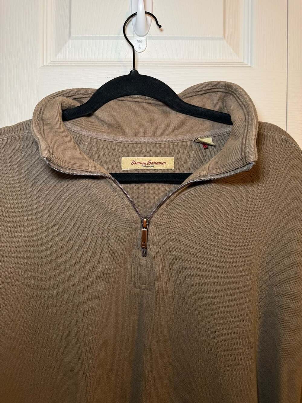 Tommy Bahama Brown 1/4 Quarter Zip Pullover Sweater Men's Size Large